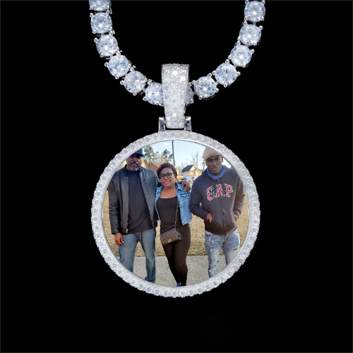 925S & VVS Moissanite 3D Circle Custom Picture Pendant
