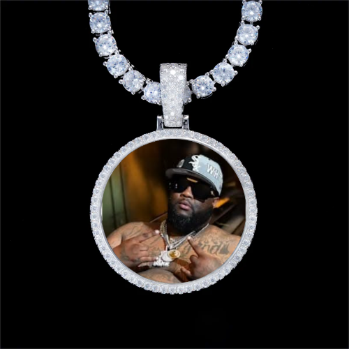 925S & VVS Moissanite 3D Circle Custom Picture Pendant