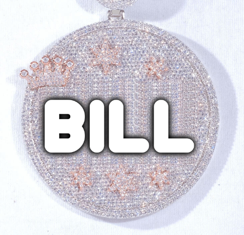 CUSTOM LETTER NECKLACE 3D BIG CROWN DISC
