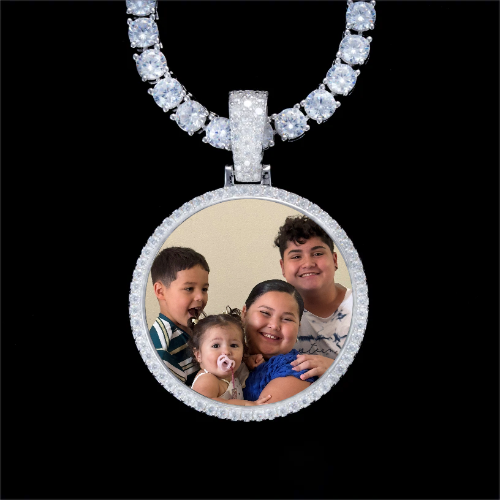 925S & VVS Moissanite 3D Circle Custom Picture Pendant