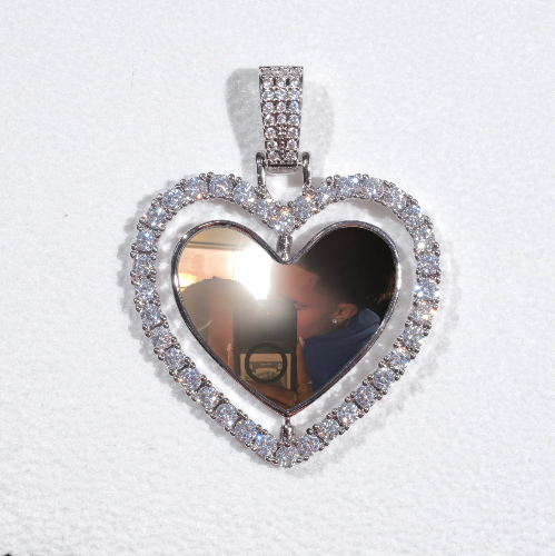 3D Spinning 2-Faced Heart Custom Picture Pendant