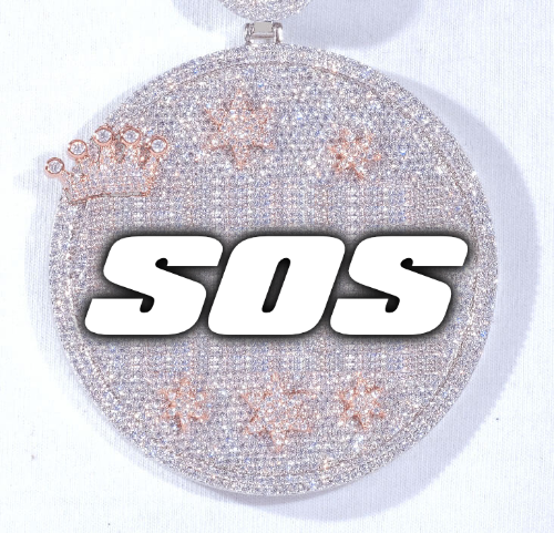 CUSTOM LETTER NECKLACE 3D BIG CROWN DISC