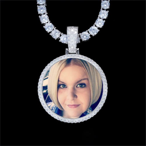 925S & VVS Moissanite 3D Circle Custom Picture Pendant