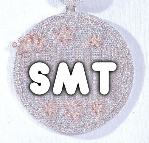 CUSTOM LETTER NECKLACE 3D BIG CROWN DISC