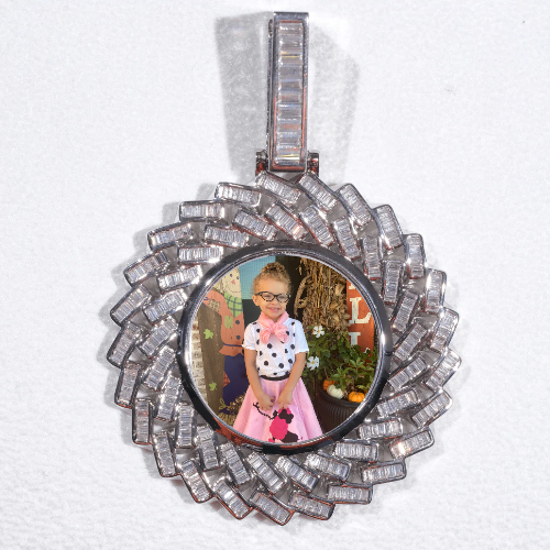 Large 3D Baguette Custom Picture Pendant