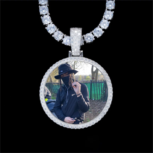 925S & VVS Moissanite 3D Circle Custom Picture Pendant