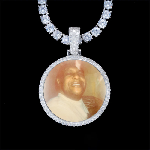 925S & VVS Moissanite 3D Circle Custom Picture Pendant