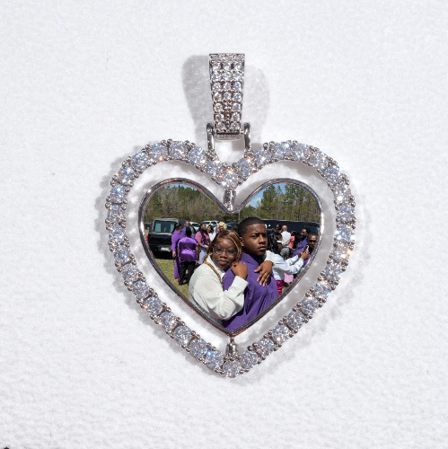 3D Spinning 2-Faced Heart Custom Picture Pendant