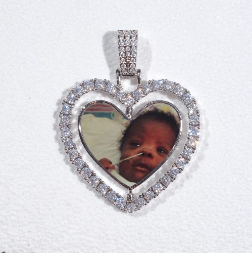 3D Spinning 2-Faced Heart Custom Picture Pendant