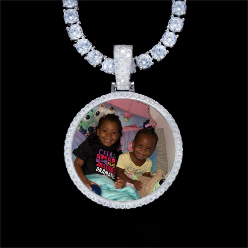 925S & VVS Moissanite 3D Circle Custom Picture Pendant
