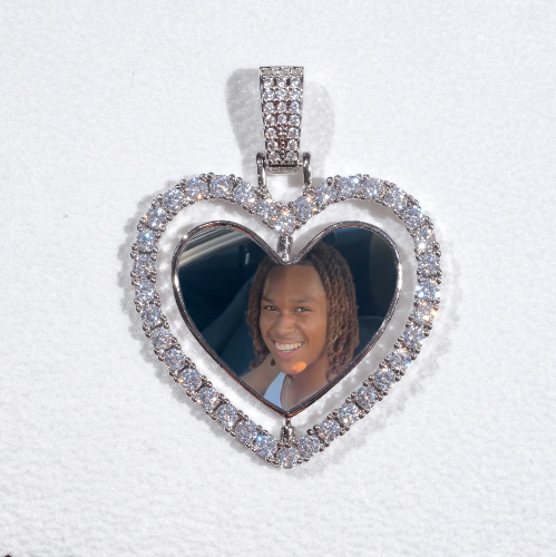 3D Spinning 2-Faced Heart Custom Picture Pendant