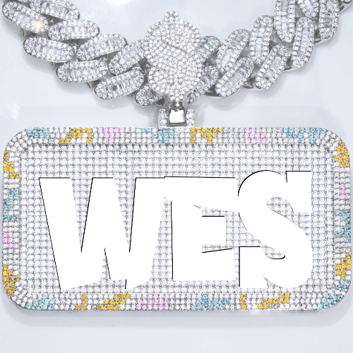 CUSTOM LETTER NECKLACE 3D COLORFUL SQUARE