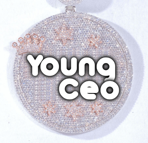 CUSTOM LETTER NECKLACE 3D BIG CROWN DISC