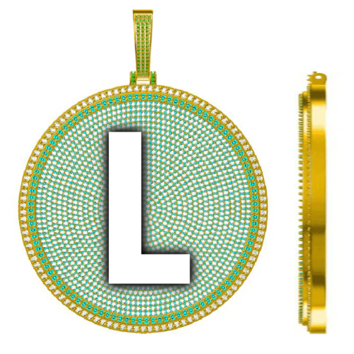 CUSTOM LETTER NECKLACE 3D BIG DISC