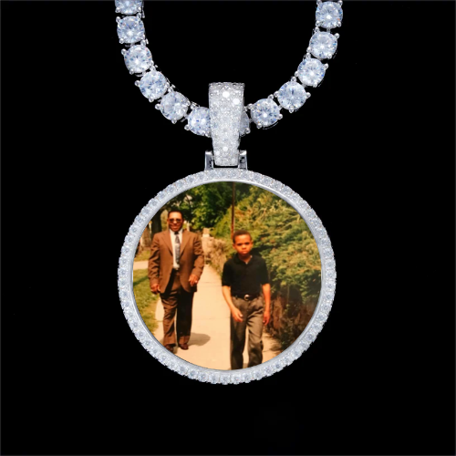 925S & VVS Moissanite 3D Circle Custom Picture Pendant