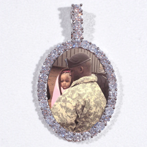 Large 3D Oval Custom Picture Pendant