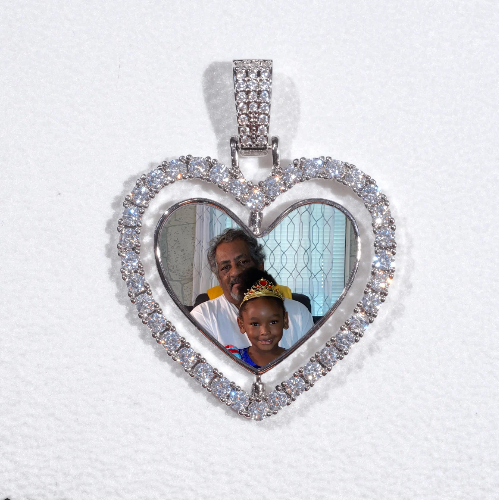 3D Spinning 2-Faced Heart Custom Picture Pendant