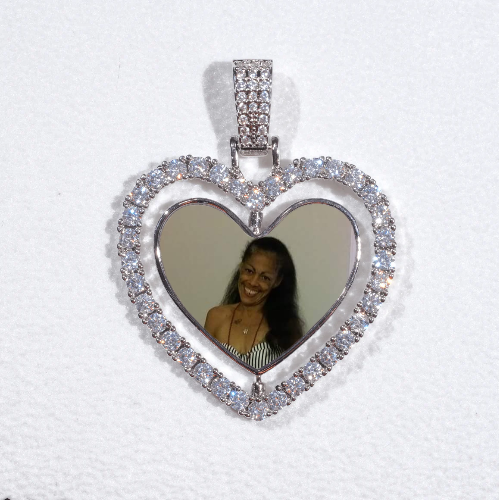 3D Spinning 2-Faced Heart Custom Picture Pendant
