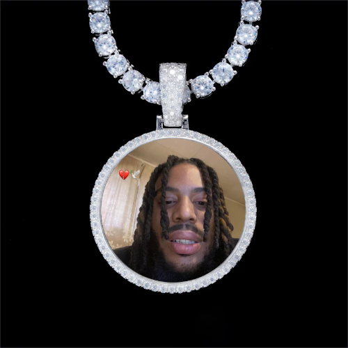 925S & VVS Moissanite 3D Circle Custom Picture Pendant