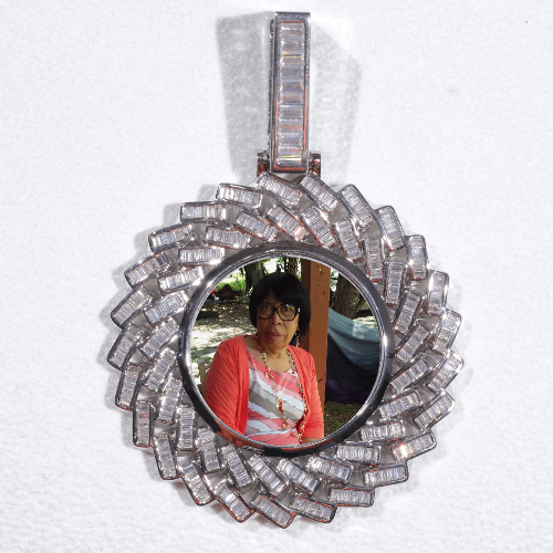 Large 3D Baguette Custom Picture Pendant