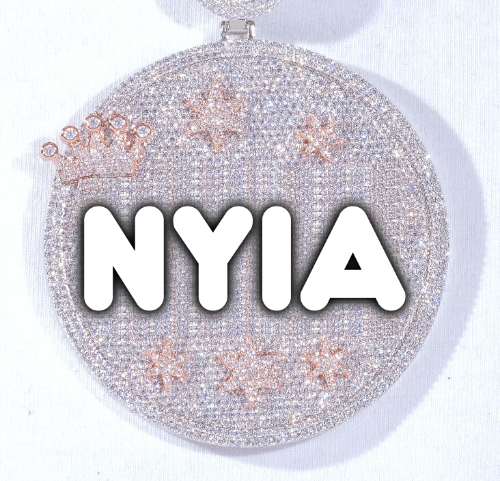 CUSTOM LETTER NECKLACE 3D BIG CROWN DISC
