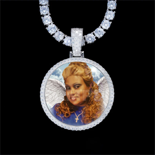 925S & VVS Moissanite 3D Circle Custom Picture Pendant