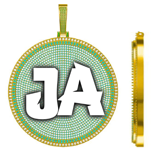 CUSTOM LETTER NECKLACE 3D BIG DISC
