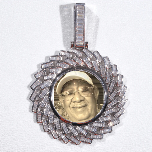Large 3D Baguette Custom Picture Pendant