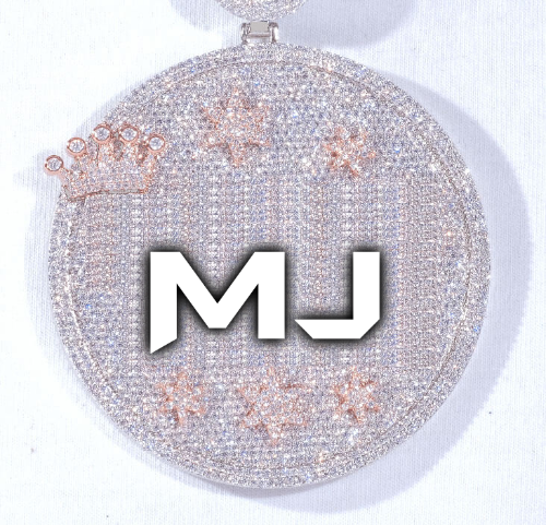 CUSTOM LETTER NECKLACE 3D BIG CROWN DISC