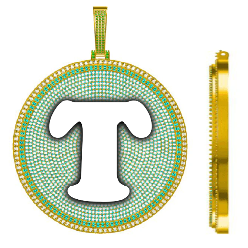 CUSTOM LETTER NECKLACE 3D BIG DISC