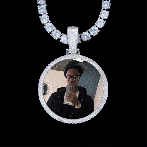 925S & VVS Moissanite 3D Circle Custom Picture Pendant