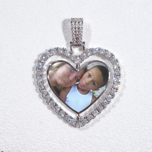 3D Spinning 2-Faced Heart Custom Picture Pendant