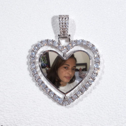 3D Spinning 2-Faced Heart Custom Picture Pendant