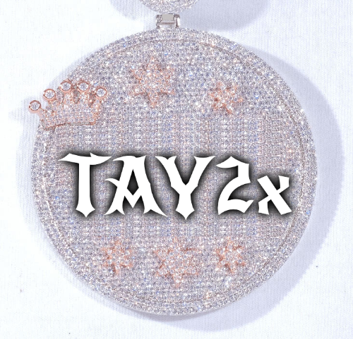 CUSTOM LETTER NECKLACE 3D BIG CROWN DISC