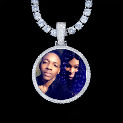 925S & VVS Moissanite 3D Circle Custom Picture Pendant