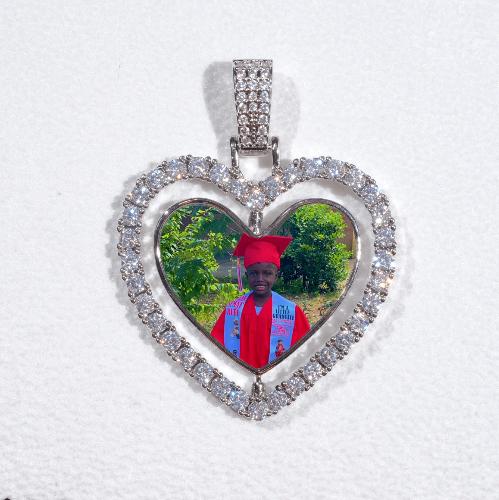 3D Spinning 2-Faced Heart Custom Picture Pendant