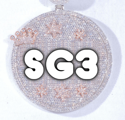 CUSTOM LETTER NECKLACE 3D BIG CROWN DISC