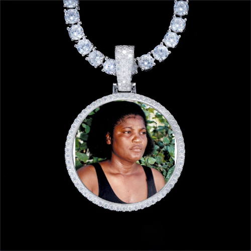 925S & VVS Moissanite 3D Circle Custom Picture Pendant