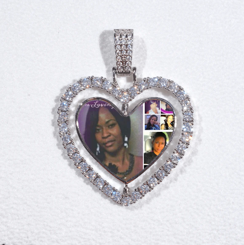 3D Spinning 2-Faced Heart Custom Picture Pendant