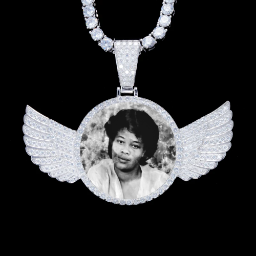 925S & VVS Moissanite 3D Wing Custom Picture Pendant