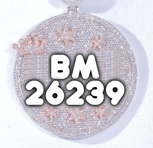 CUSTOM LETTER NECKLACE 3D BIG CROWN DISC