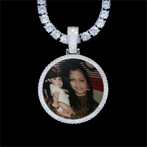 925S & VVS Moissanite 3D Circle Custom Picture Pendant
