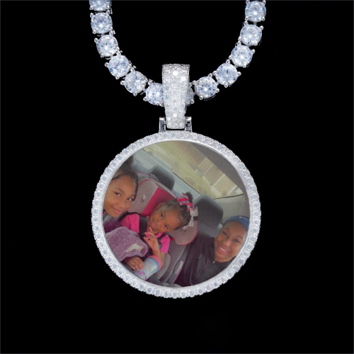 925S & VVS Moissanite 3D Circle Custom Picture Pendant