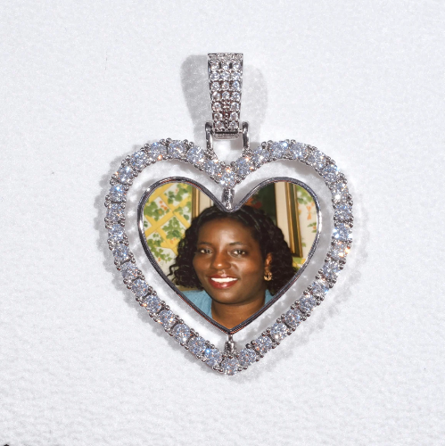 3D Spinning 2-Faced Heart Custom Picture Pendant