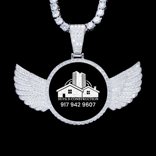 925S & VVS Moissanite 3D Wing Custom Picture Pendant