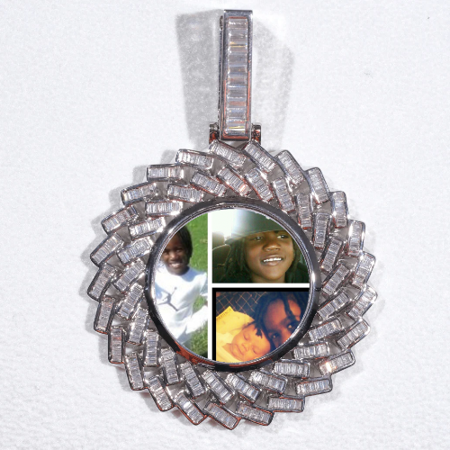 Large 3D Baguette Custom Picture Pendant