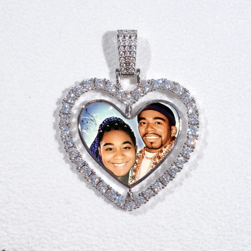 3D Spinning 2-Faced Heart Custom Picture Pendant