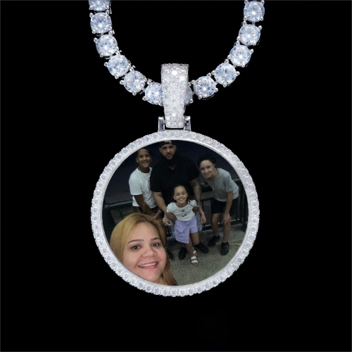 925S & VVS Moissanite 3D Circle Custom Picture Pendant