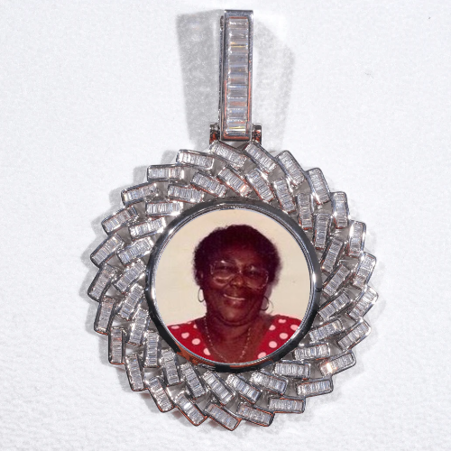 Large 3D Baguette Custom Picture Pendant