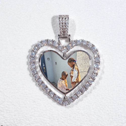 3D Spinning 2-Faced Heart Custom Picture Pendant